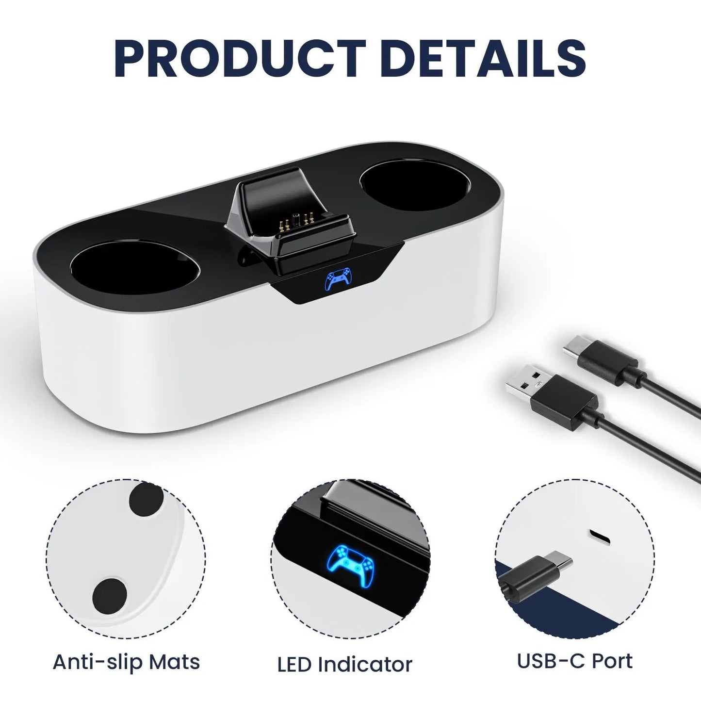 Portable Fast Charging Station for PS5 Controller, 1 Count Game Consoles Desktop Wireless Charging Holder, Console Accessories, Gaming Items, Controller Charger